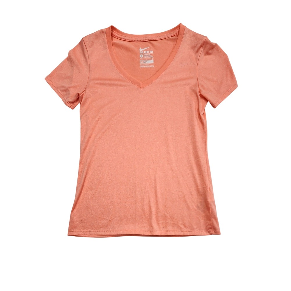 Nike Dri-FIT V-Neck Athletic Training Tee Heathered Orange Womens Small